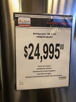 Precio de refrigerador tomado el 16 de noviembre de 2018
