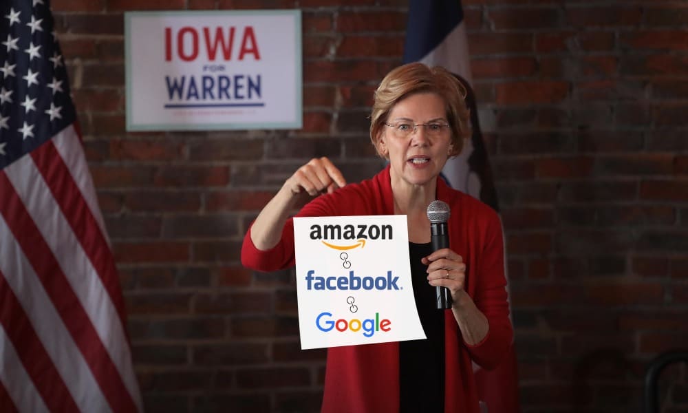 Elizabeth Warren quiere romper a Amazon, Google y Facebook si llega a la presidencia de Estados Unidos
