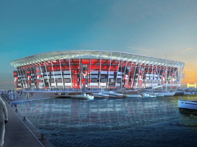 Este es el estadio de Qatar construido de contenedores y que se puede desmontar