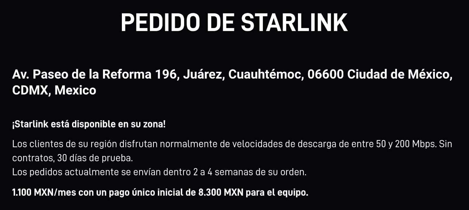 Orden de Starlink de Elon Musk