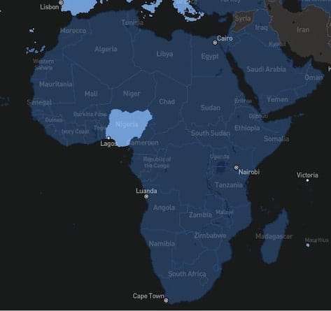 Cobertura de Starlink en África