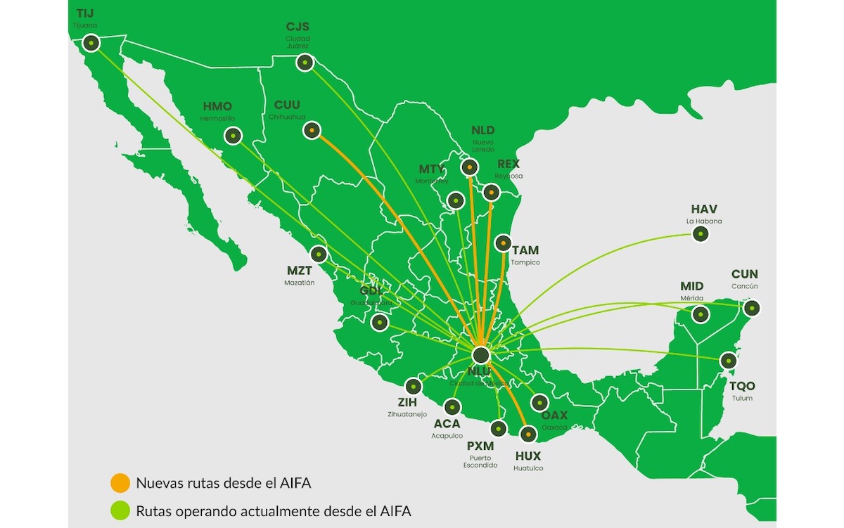 Viva Aerobus dio a conocer que tiene 5 nuevas rutas en el AIFA.