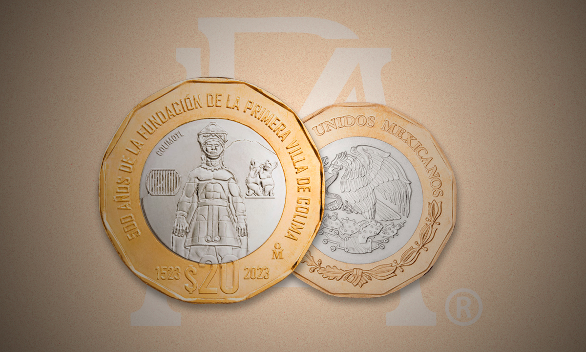 Banxico revela moneda de 20 pesos conmemorativa por 500 años de la primera Villa de Colima