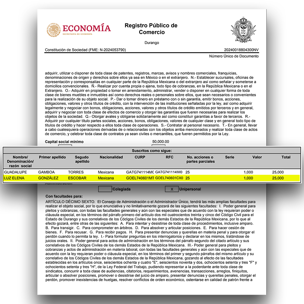 Acta constitutiva de la empresa Operadora de Restaurantes Lumiere S.A. de C.V.