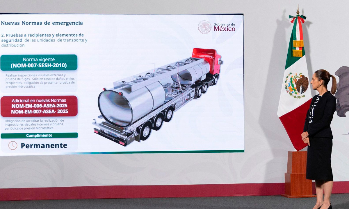 Claudia Sheinbaum publica nuevas normas para transporte y distribución de gas LP