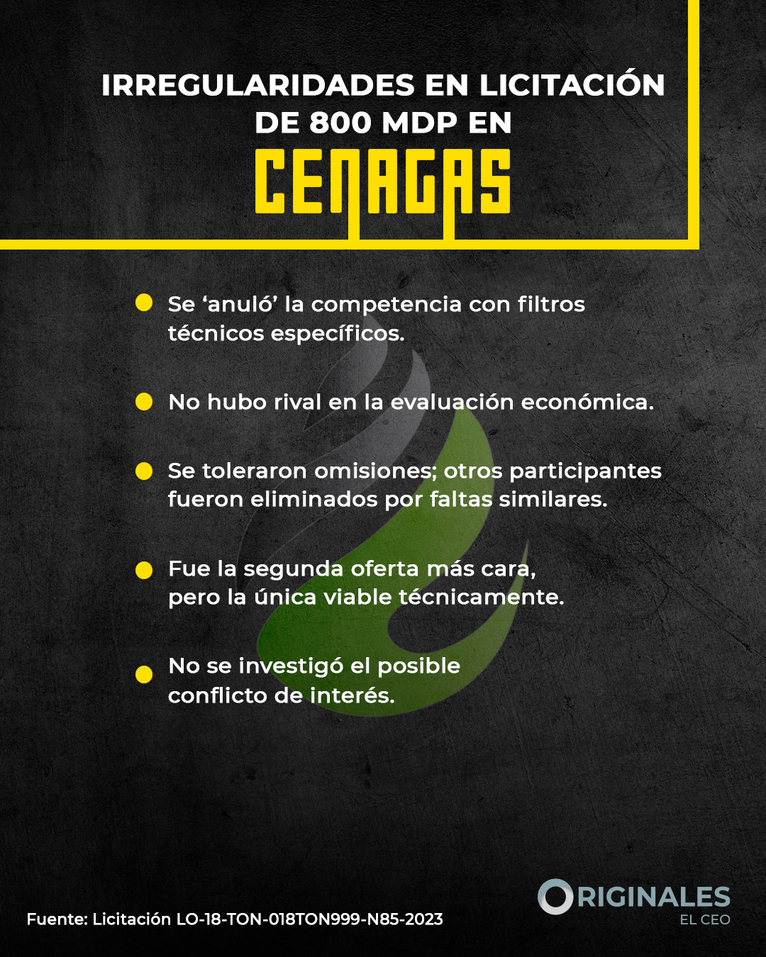 Irregularidades en contrato de Cenagas
