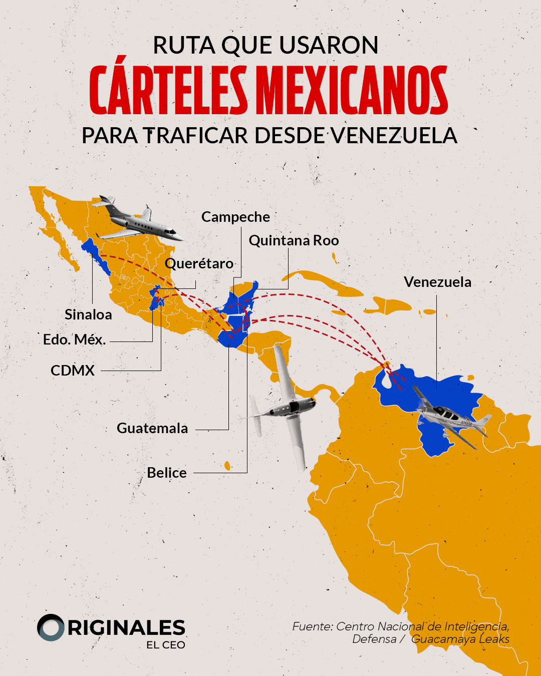 Rutas que usaron los cárteles mexicanos para traficar droga a Venezuela