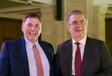 secretario de Economía Marcelo Ebrard, y el ministro canadoiense de Comercio Dominic LeBlanc