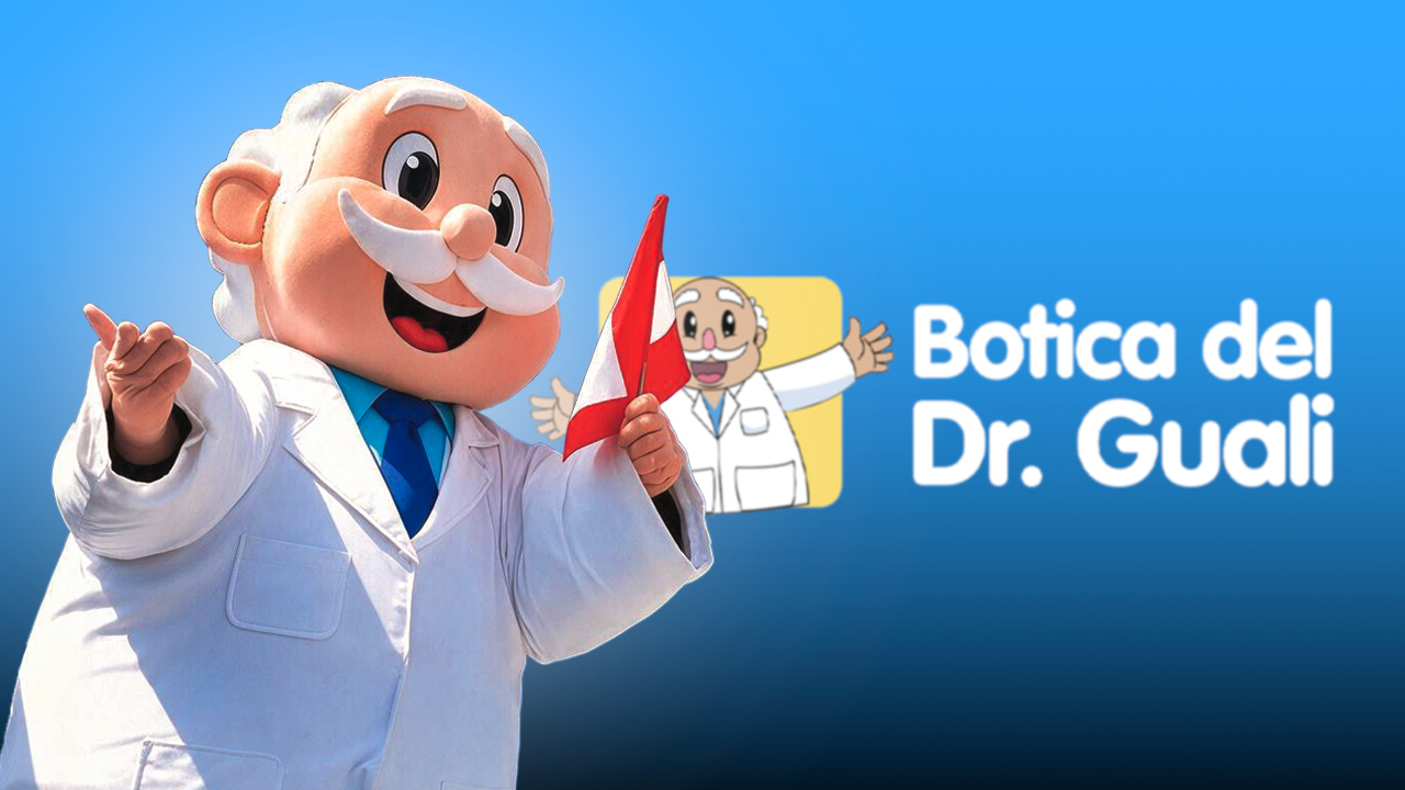 El genérico del Dr. Simi en Perú: presentan a Dr Guali como botarga de una cadena de farmacias